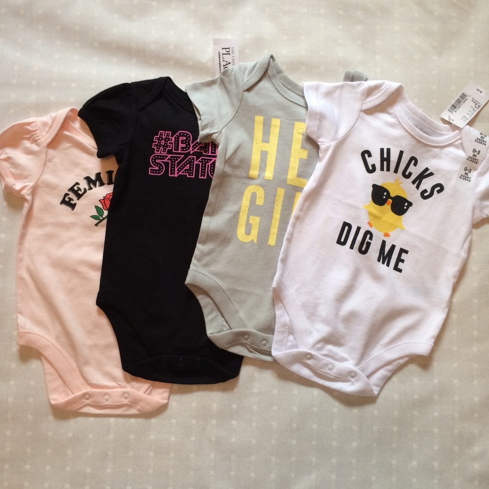 NWT CHILDREN'S PLACE BODYSUITS 0-3 Months - Picture 1 of 7